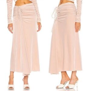 A.L.C. Velvet Orly Midi Skirt Sugarcane Ruched Cinched Waist Size 8